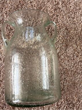 Handblown Bubble Glass Two-Handled Vase — Green Tint